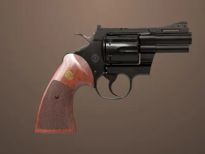 Revolver 05 Small Black All PBR Unity UE Textures Low-poly 3D model