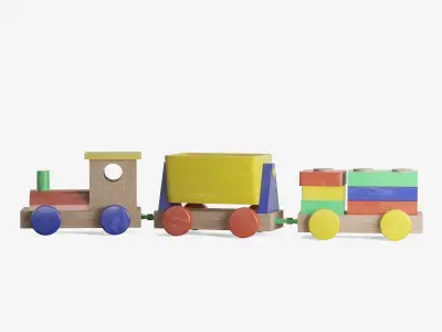 Toy Train Set Low-poly 3D model