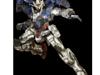 Reallistic OO GUNDAM 3d model rigged game ready Low-poly 3D model