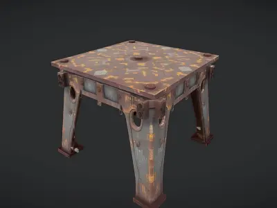 rusty industrial metal table 3D model