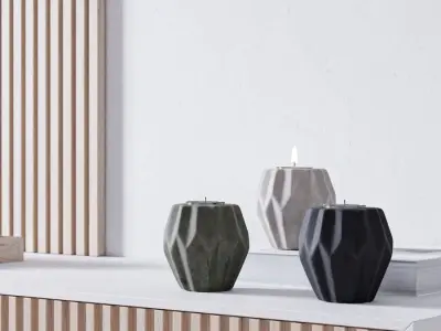 Geometric Concrete Candleholder Models 