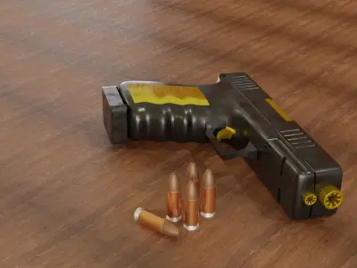 LOW POLY GUN with bullets Free low-poly 3D model