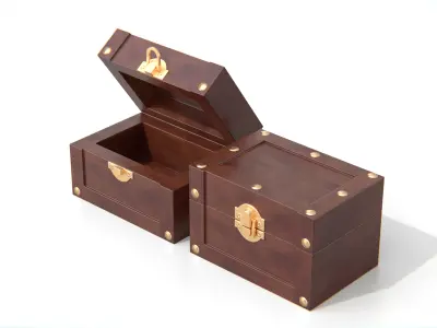 Wooden Jewelry Box Low-poly 3D model