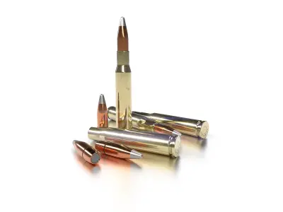 Cal 50 BMG Cartridge Low-poly 3D model