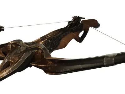 Medieval Steampunk Crossbow Low-poly 3D model