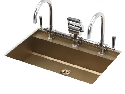 OFFICINE GULLO Undermounted Rectangular Sink with step 3D model