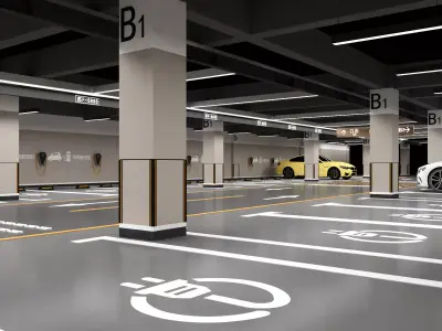 Indoor parking Low-poly 3D model