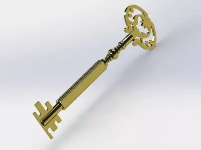  3-part fairy tale brass golden key 3D print model
