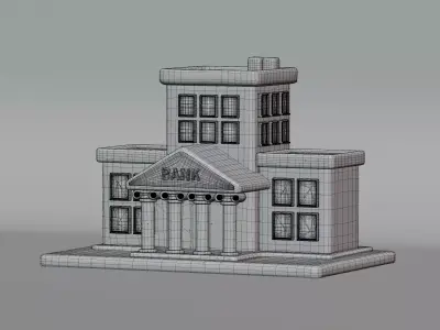Cartoon Bank Building Low-poly 3D model