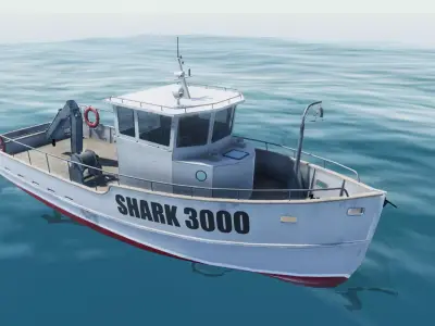 Fishing boat - water vehicle Low-poly 3D model
