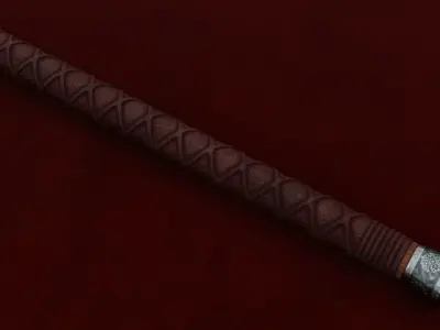 Low Poly Medieval Battle Axe with stump 3D Model PBR 3D model Low-poly 3D model