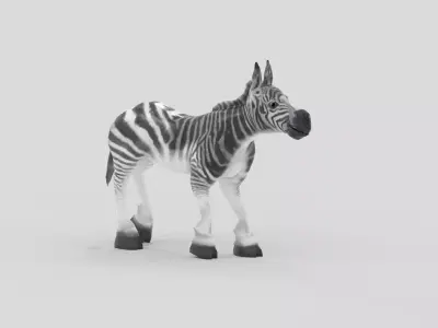 Zebra lowpoly textured and rigged Low-poly 3D model