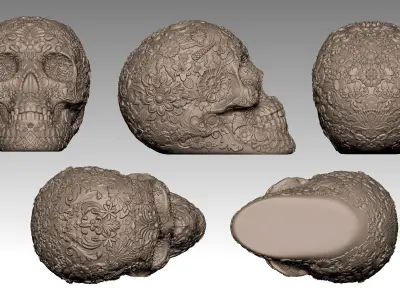 Flowered Scull 3D print model