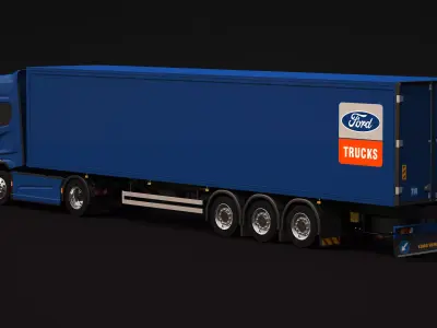 Ford F-Max Box Trailer 3D model