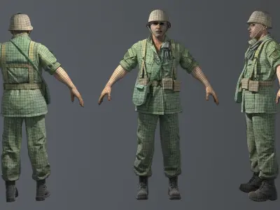 Vietnam War US Soldier Low-poly 3D model
