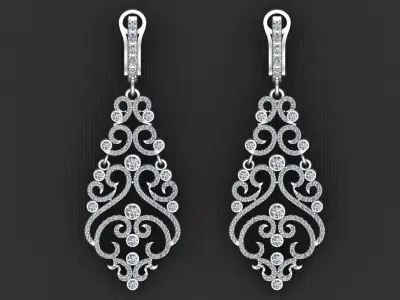 Fashion Infinity Playing Diamond Gold Earring 3D print model