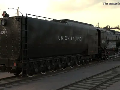 Locomotive Big Boy with Trailed Tender Rigged 3D model