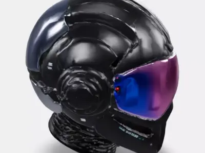 Cyber Solid VisorHelmet Low-poly 3D model