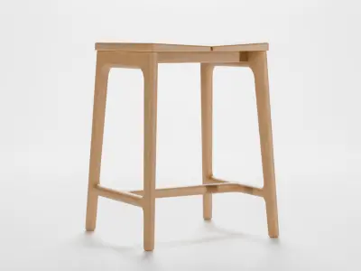 Handmade modern small wooden stool Free low-poly 3D model