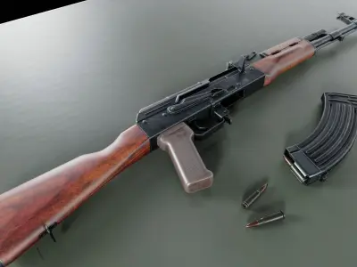 AKM assault rifle Low-poly 3D model buy