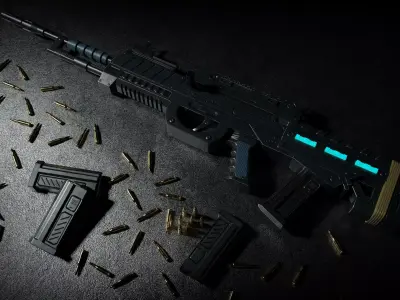 FENDER M6 Assault Rifle Low-poly 3D model