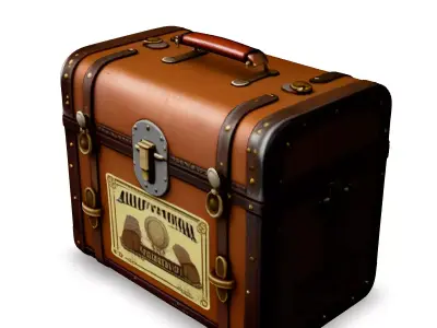 Vintage Leather Travel Trunk Low-poly 3D model