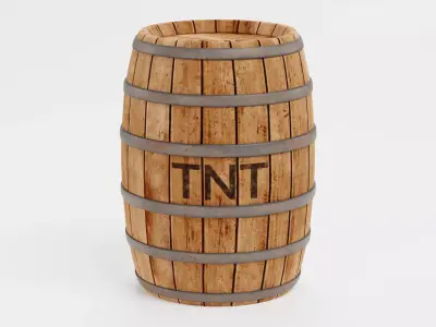 TNT Barrel - Realistic Wooden Explosive Prop Low-poly 3D model
