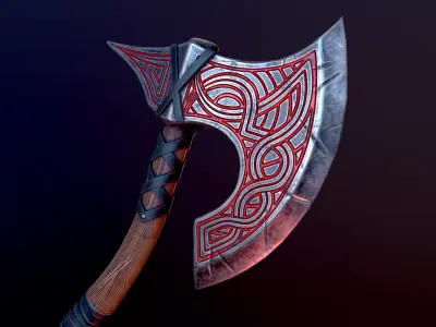 Viking battle axe Low-poly 3D model get