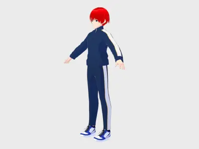 Fitness Man Anime Character Low-poly 3D model