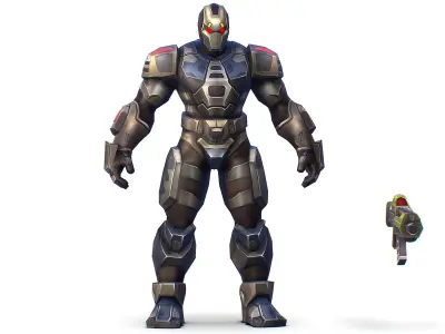 Cartoon Sci-Fi Cyborg Drone Trooper Soldier Low-poly 3D model 3