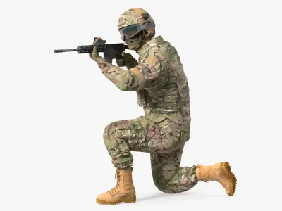 Army Soldier in Green Camo Rigged for Cinema 4D 3D model