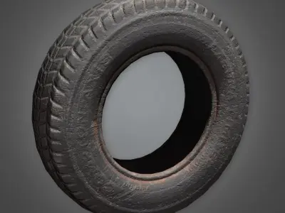 Old Dirty Car Tire - Weathered Game Ready Vehicle Prop 3D print model
