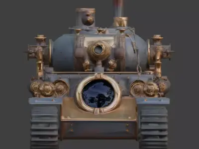 Steampunk Heavy Battle Tank 3D Model Low-poly 3D model