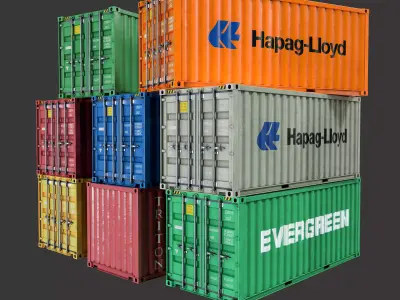 20Ft Containers Low-poly 3d model Low-poly 3D model