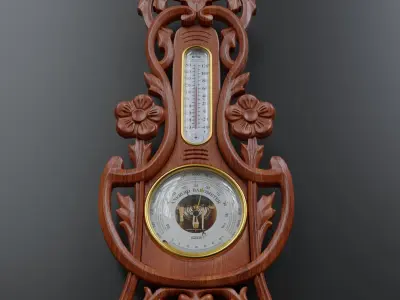 Wall mounted  barometer thermometer 3D model