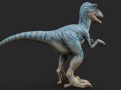 Velociraptor cartoon Low-poly 3D model
