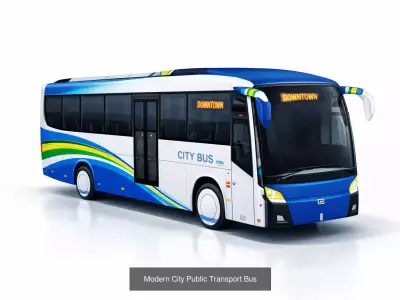 Modern City Bus Low Poly Game Ready Vehicle 3D Model Pack
