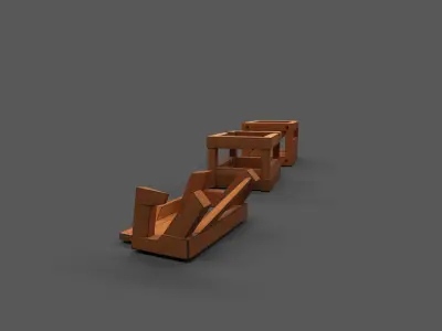 Modular Low Poly Wooden Crate Set Low-poly 3D model