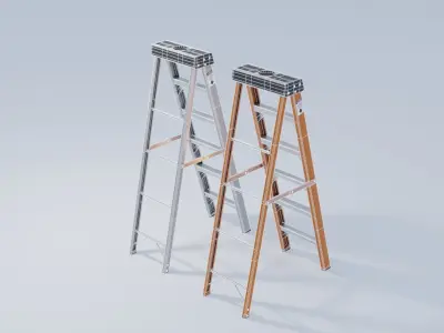 Folding Ladder 4K Textures Low-poly 3D model