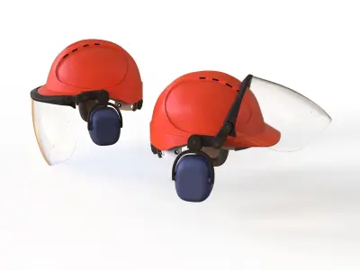Safety helmet with protective shield 3D model