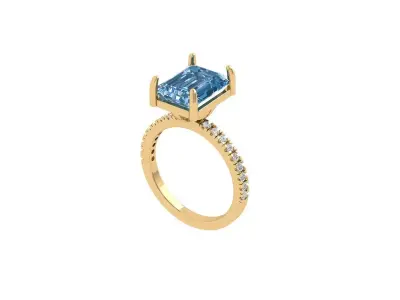 Emerald Solitaire Ring 3D print model 17