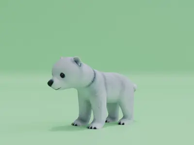Baby Polar Bear Cute White Low-poly 3D model
