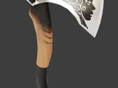 Ax with engraving Low-poly 3D model