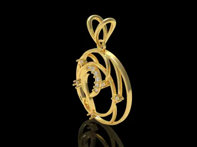 Alphabet P Diamond Pendant 3D print model