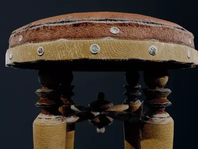 Industrial Workshop Stool - Game-Ready LODs Low-poly 3D model