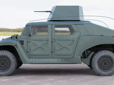 Military Vehicle Humvee Gunner Turret HMMWV Concept Army Color 3D model