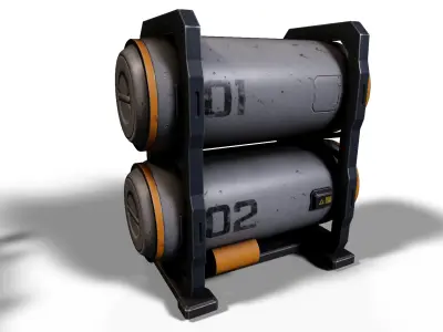 Sci-Fi Container and Energy Tank Low-poly 3D model