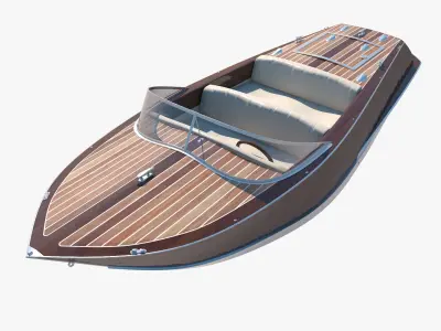 Speedboat wooden motor boat 3D model