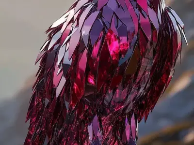 Mystic Purple Crystal Eagle Mountain Rock Sunset 3D Jewerly Low-poly 3D model