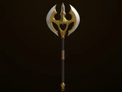 Battle Axe06 Bronze All PBR Unity UE Textures Included Low-poly 3D model